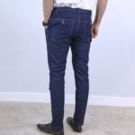 Navy Blue Slim Fit Jogger Jeans For Men - Fashion Skinny Cotton Sweatpants Zipper with Pockets - Image 3