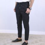 Floral Black Slim Fit Jogger Jeans For Men - Fashion Skinny Cotton Sweatpants Zipper with Pockets - Image 2