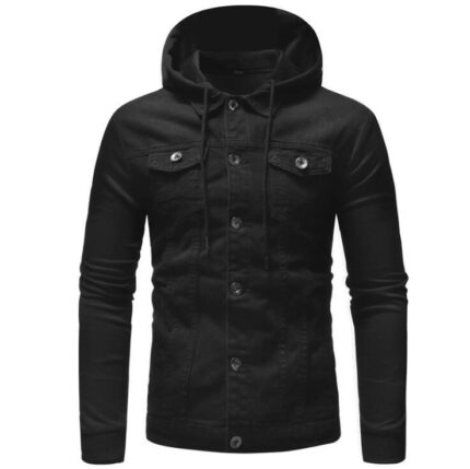 Black Long Sleeve Winter Denim Jacket for Men - High Quality Detachable Outerwear Coat Jacket - Celino Corp.