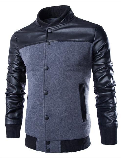 Grey & Black Long Sleeve Winter Cotton Jacket for Men - High Quality Bomber Detachable Outerwear - Celino Corp.