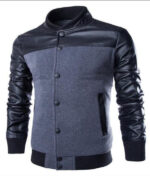 Grey & Black Long Sleeve Winter Cotton Jacket for Men - High Quality Bomber Detachable Outerwear - Celino Corp.
