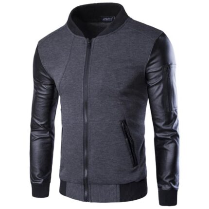 Grey Long Sleeve Waist Length Jacket for Men - High Quality Bomber Detachable Outerwear Coat Jacket - Celino Corp.