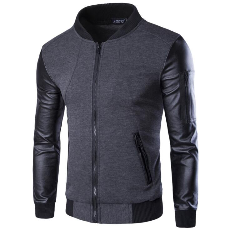 CEJK010 Grey Long Sleeve Waist Length Jacket for Men - High Quality Bomber Detachable Outerwear Coat Jacket - Celino Corp.