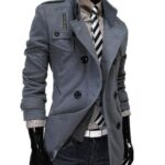 Light Grey Long Sleeve Winter Cotton Jacket for Men - High Quality Knee Legth Trench Detachable - Celino Corp.