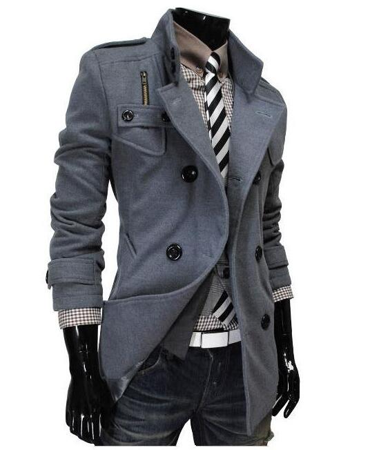 Light Grey Long Sleeve Winter Cotton Jacket for Men - High Quality Knee Legth Trench Detachable - Celino Corp.