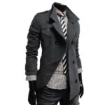Dark Grey Long Sleeve Winter Cotton Jacket for Men - High Quality Knee Length Detachable Outerwear - Celino Corp.