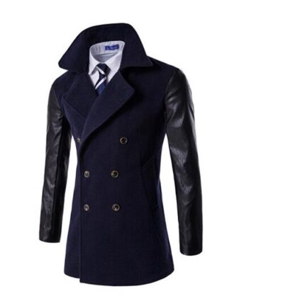 Blue Long Sleeve Winter Cotton Jacket for Men - High Quality Trench Detachable Outerwear Coat Jacket - Celino Corp.