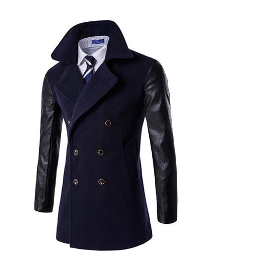 Blue Long Sleeve Winter Cotton Jacket for Men - High Quality Trench Detachable Outerwear Coat Jacket - Celino Corp.