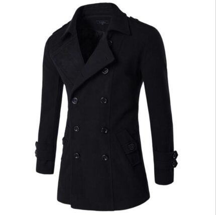 Black Long Sleeve Winter Cotton Jacket for Men - High Quality Trench Detachable Outerwear Coat - Celino Corp.