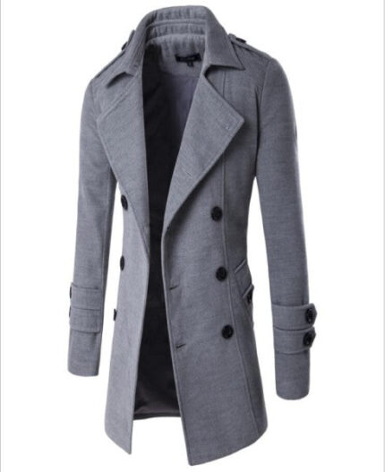 Light Grey Long Sleeve Winter Cotton Jacket for Men - High Quality Trench Detachable Outerwear - Celino Corp.