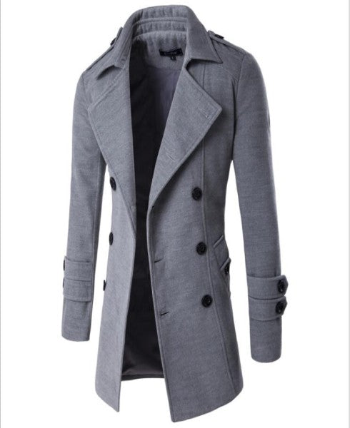 Light Grey Long Sleeve Winter Cotton Jacket for Men - High Quality Trench Detachable Outerwear - Celino Corp.
