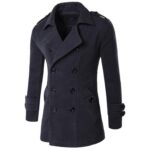Dark Grey Long Sleeve Winter Cotton Jacket for Men - High Quality Trench Detachable Outerwear Coat - Celino Corp.