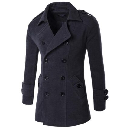 Dark Grey Long Sleeve Winter Cotton Jacket for Men - High Quality Trench Detachable Outerwear Coat - Celino Corp.