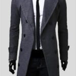 Grey Long Sleeve Winter Cotton Jacket for Men - High Quality Trench Detachable Outerwear Coat Jacket