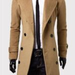 Tan Long Sleeve Winter Cotton Jacket for Men - High Quality Trench Detachable Outerwear Coat Jacket