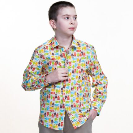 Multicolor Printed Boys Floral Hawaiian Shirts - Tropical Long Sleeve Shirts for Casual Look - Celino Corp.