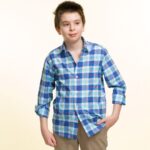 Dark Blue Checked With Red Lines Boys Floral Hawaiian Shirts - Tropical Long Sleeve Shirts for - Celino Corp.