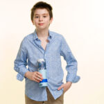 Celino Boy's Long Sleeve Tops Blue Dress Shirts for Casual Made in Europe - Image 2