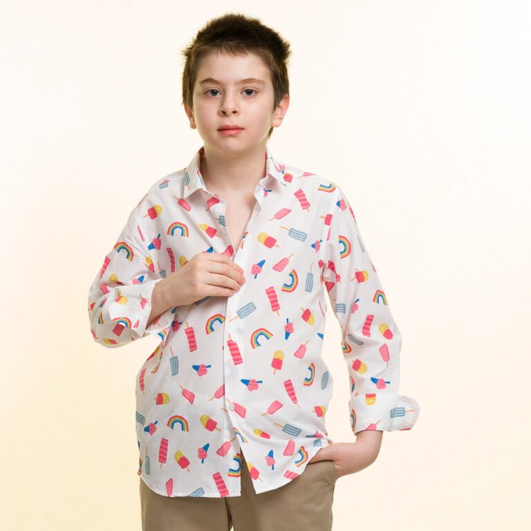 Ranibow & Icecream Boys Floral Hawaiian Shirts - Tropical Long Sleeve Shirts for Casual Look - Celino Corp.