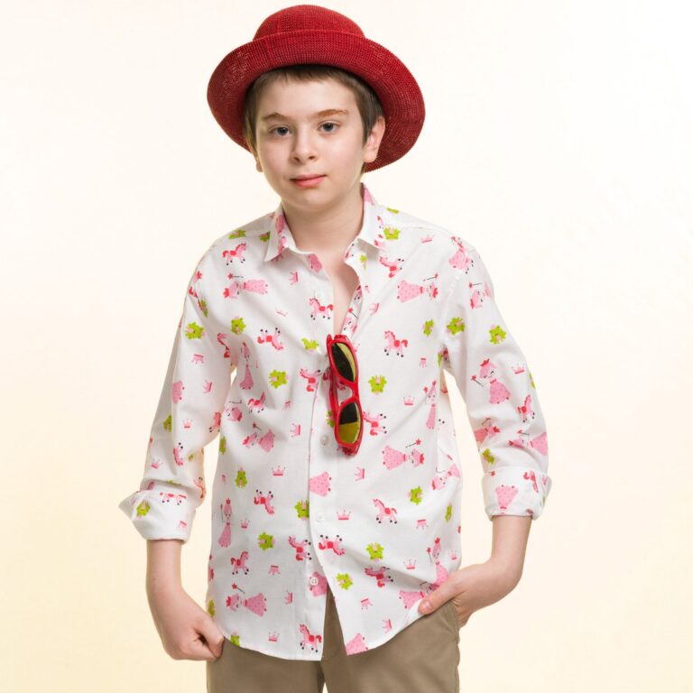 Multicolor Unicorn Doll Boys Floral Hawaiian Shirts - Tropical Long Sleeve Shirts for Casual Look - Celino Corp.