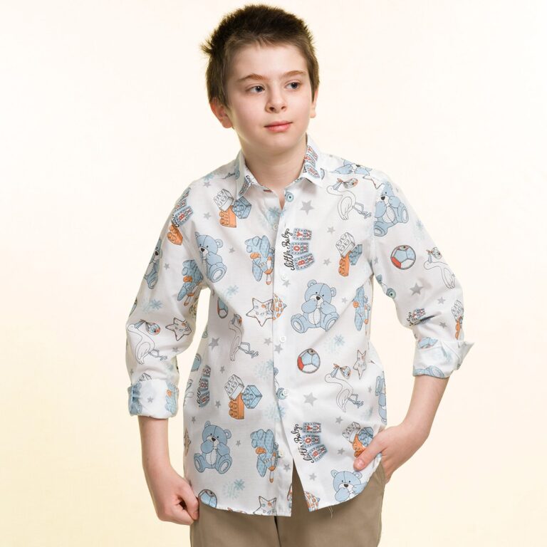 Multicolor Toy Shapes Boys Floral Hawaiian Shirts - Tropical Long Sleeve Shirts for Casual Look - Celino Corp.