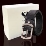 Black Cowhide Anti Scratch Mens Stainless Steel Designer Buckle Belt - Perfect Leather Dress Belt - Celino Corp.