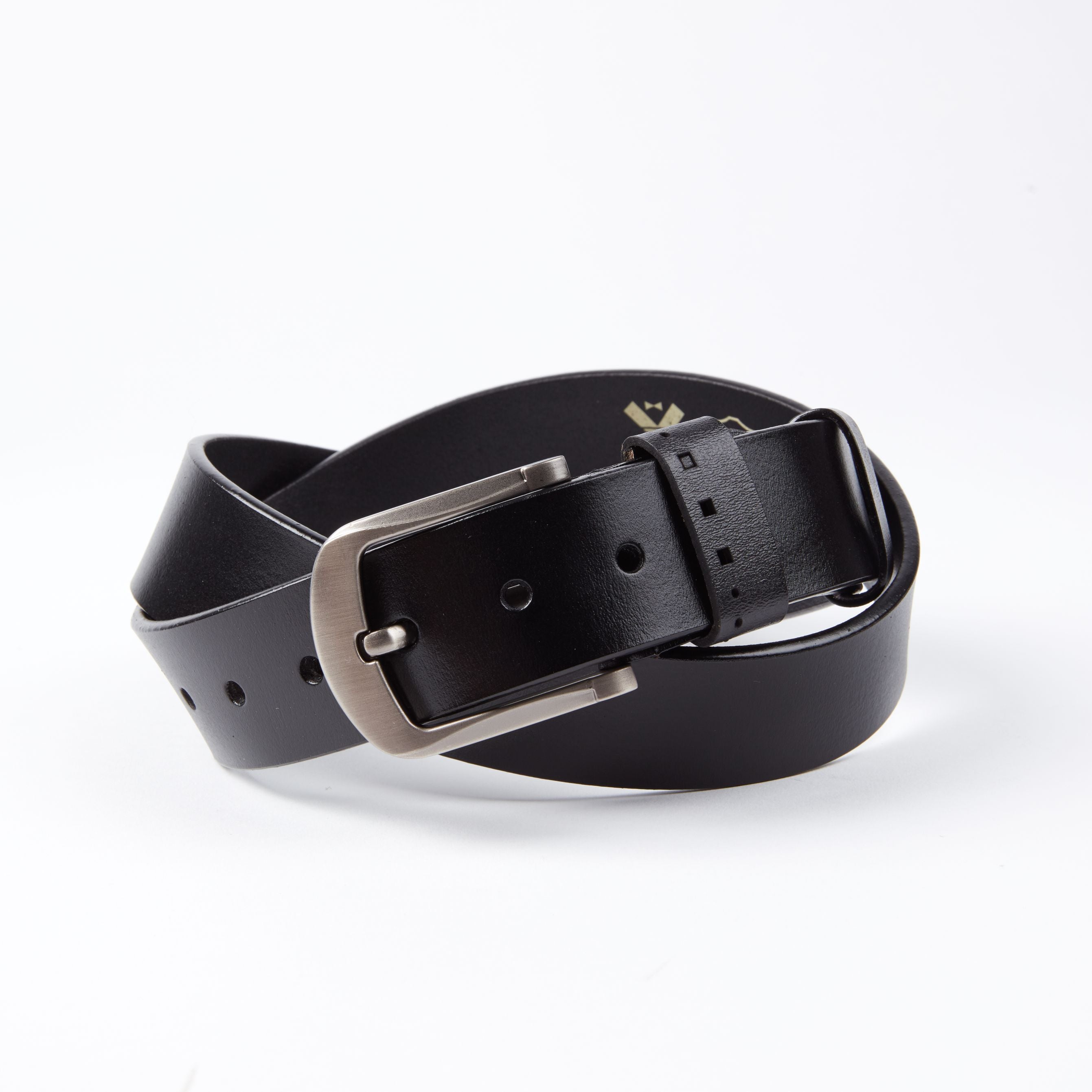 CELBL006-021 Black Anti Scratch Mens Stainless Steel Designer Buckle Belt - Perfect Leather Dress Belt - Image 1