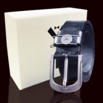 Black Cowhide Anti Scratch Mens Stainless Steel Designer Buckle Belt - Perfect Leather Dress Belt - Celino Corp.
