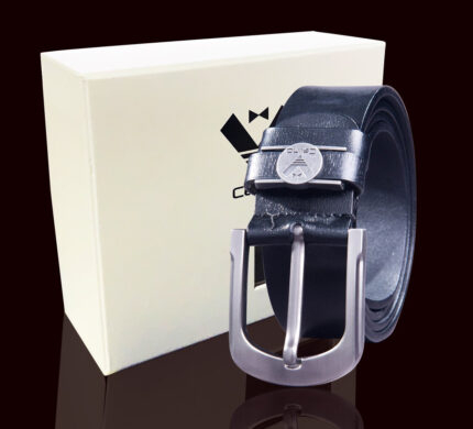 Black Cowhide Anti Scratch Mens Stainless Steel Designer Buckle Belt - Perfect Leather Dress Belt - Celino Corp.