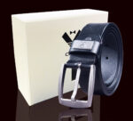 Black Anti Scratch Mens Stainless Steel Designer Buckle Belt - Perfect Leather Dress Belt - Celino Corp.
