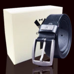 Black Anti Scratch Mens Stainless Steel Designer Buckle Belt - Perfect Leather Dress Belt - Celino Corp.