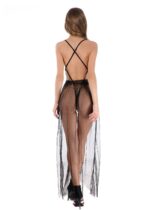 Black Transparent Womens 2 Piece Sexy Lace Corset Lingerie Set - Push Up Sexy Bustier with G-String - Image 3