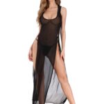 Black 1 Piece Womens Lace Babydolls Sets - Low Cut Chemise Lingerie Set Sleepwear for Women