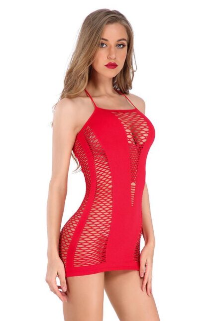 Red See Thru 1 Piece Womens Lace Babydolls Sets - Low Cut Chemise Lingerie Set Sleepwear for