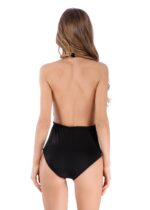 Jet Black Backless 1 Piece Womens Dress Lace Fishnet Teddies - Sleepwear Lingerie Bodysuits with - Image 3