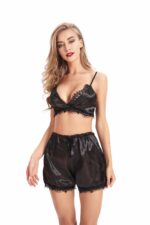 Rose Pink Sheer Womens Hot Lace Babydolls Sets - Low Cut Chemise Lingerie Set Sleepwear for Women - Celino Corp.