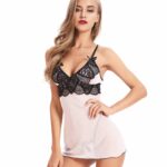 Red Sheer Womens Hot Lace Babydolls Sets - Low Cut Chemise Lingerie Set Sleepwear for Women - Celino Corp.