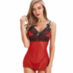 Blue Sheer Womens Lace Babydolls Sets - Low Cut Chemise Lingerie Set Sleepwear for Women