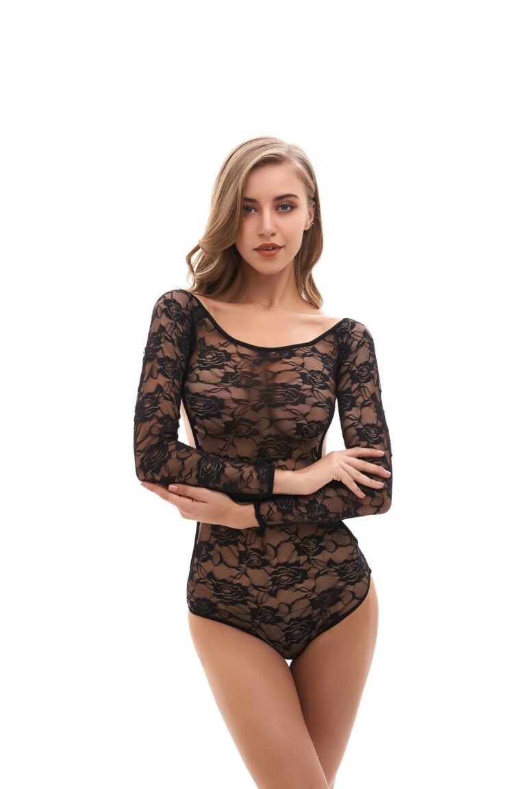 Rose Red See Thru 1 Piece Womens Dress Lace Fishnet Teddies - Sleepwear Lingerie Bodysuits - Celino Corp.