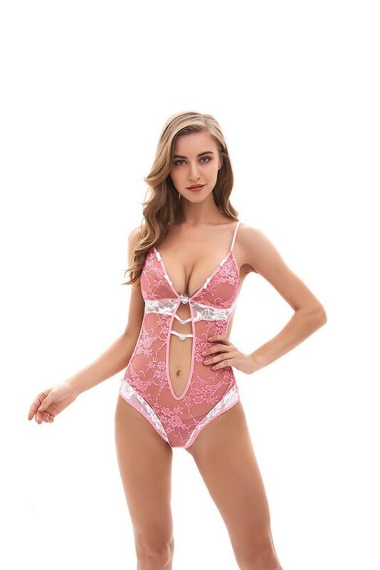 Acrylic Low Cut Mesh Backless Open Strappy Croset Sexy Sheer Hot Lace Transparent Lingerie - 1 Pc Set - Celino Corp.