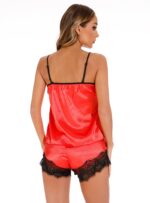Red Women's Elegantly Embroidered - Sleepwear Lingerie Bodysuits with G-String - Image 3
