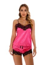 Rose Red Women's Elegantly Embroidered - Sleepwear Lingerie Bodysuits with G-String