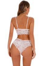 White Women's Elegantly Embroidered - Sleepwear Lingerie Bodysuits with G-String - Image 2
