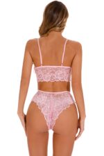 Pink Women's Elegantly Embroidered - Sleepwear Lingerie Bodysuits with G-String - Celino Corp.