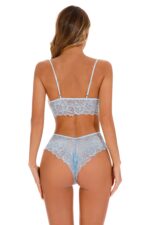 Light Blue Women's Elegantly Embroidered - Sleepwear Lingerie Bodysuits with G-String - Celino Corp.