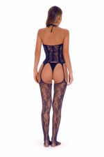 Blue One Size Fit Women's Elegantly Embroidered - Sleepwear Lingerie Bodysuits with G-String - Image 6