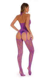 Purple One Size Fit Women's Elegantly Embroidered - Sleepwear Lingerie Bodysuits with G-String - Image 3