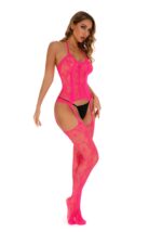 Red Rose One Size Fit Women's Elegantly Embroidered - Sleepwear Lingerie Bodysuits with G-String - Image 3