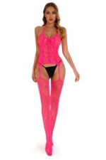 Red Rose One Size Fit Women's Elegantly Embroidered - Sleepwear Lingerie Bodysuits with G-String - Image 5