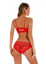 Christmas Red & White Women's Elegantly Embroidered - Sleepwear Lingerie Bodysuits with G-String - Image 2